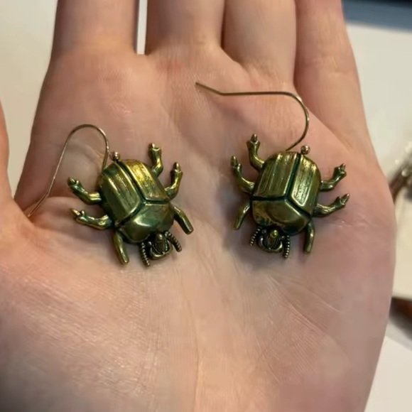 Egyptian Green Beetle Earrings - Picture 8 of 8
